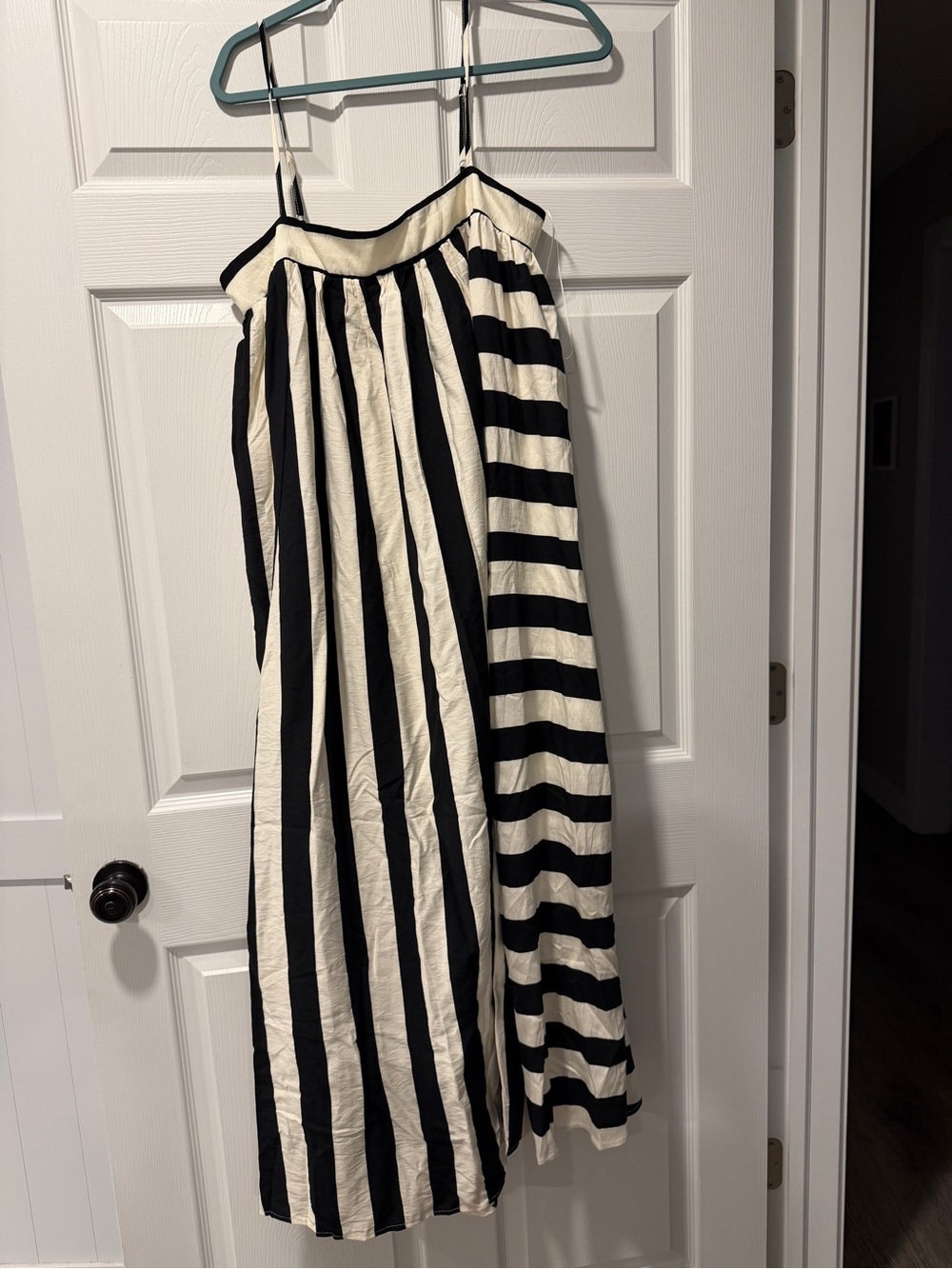 Black and White Striped Spaghetti Strap Maxi Dress. NWT